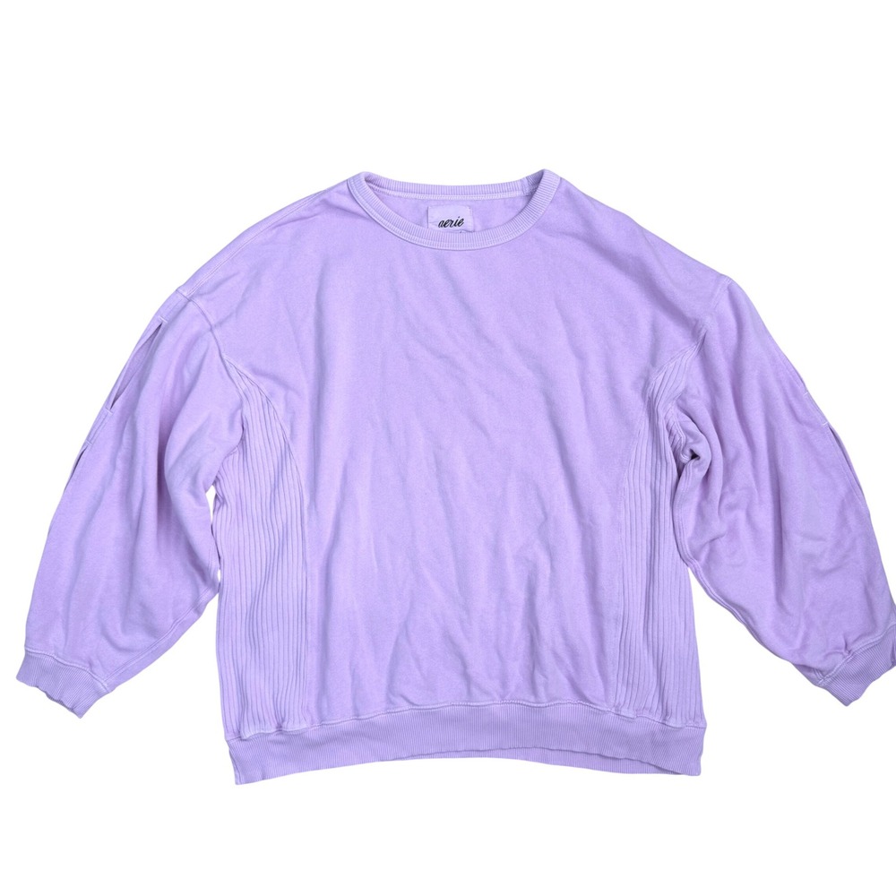 Aerie Ribbed Side Cutout Sleeves Sweatshirt Women L Purple Oversized
Casual